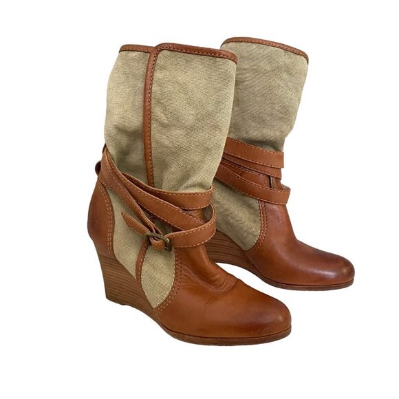 Frye Canvas Corby Wedge Boots - Picture 2 of 8